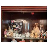 Collectible dolls, large glass dome, Betty Boop, mini tea set, etc