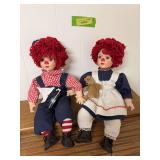 Raggedy Anne and Andy bisque dolls w cloth bodies