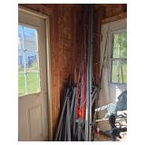Fold up clothes line and metal framework