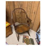 Spindle back rocking chair w vintage reading material
