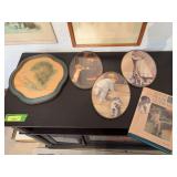Three BPG prints in chain frames and one in a scalloped edge frame