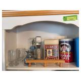 Quaker Oats collectibles includes cookie jars, mugs, cutlery set, cake server, etc