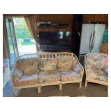 78” long wicker sofa and matching chair