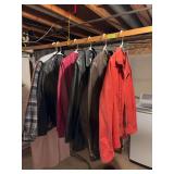 Three women’s leather jackets and other women’s jackets, various sizes 18/20 to L/XL/2X