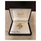 Diamond chips, 18KT gold over brass necklace