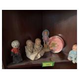 Pair of old composition twin dolls, Effanbee doll, rubber doll, etc
