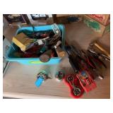 Dishpan full of tools and 4’ level
