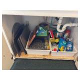 Cleaning supplies, cookie sheets, etc