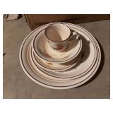 Uncounted, unsorted box of Noritake Keltcraft dishes, Trinidad pattern