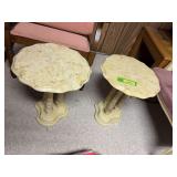 Pair of Carter/Glee “marble” side tables with scalloped edges 16x18