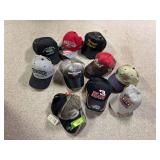 Ten NASCAR ball caps as shown