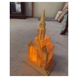 Plastic?? Christmas church with light and music box