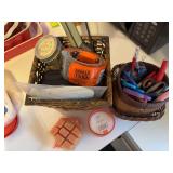 Junk drawer items, candle, Scentsy cubes, etc
