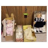 Four bisque porcelain dolls