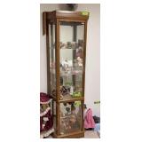 11D x 26L x 72H lighted curio cabinet with glass sides and front NO CONTENTS