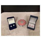 Compact, pink rhinestone posts, sterling silver posts