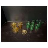 Green and yellow depression glass miniatures