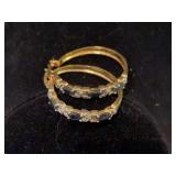 Sapphire and diamond accent hoop earrings