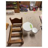 Doll bed and doll size ice cream parlor table and chairs