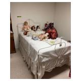 Twin size iron bed with mattress and box spring