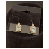 Blue Topaz with diamond accent earrings