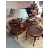 Set of 3 matched tables and a table lamp