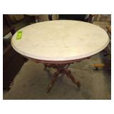 21 x 31 oval walnut marble top parlor table