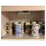 Fourteen Old Style beer steins