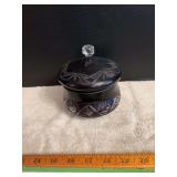 Ruby red Czech glass covered dish