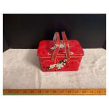 Decoware red tin handled lunch pail
