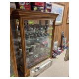 Lighted glass front and sides display cabinet with glass shelves 15D x 45L x 60H NO CONTENTS