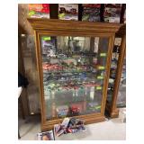 Lighted glass front and sides display cabinet with glass shelves 15D x 45L x 60H NO CONTENTS