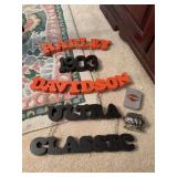 Harley Davidson hanging sign, Harley Zippo lighter and Ronson lighter