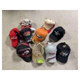 Ten NASCAR related ball caps