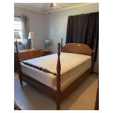 Full size bed with headboard/footboard/side rails and Lebeda mattress and box spring