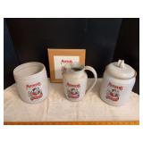 Mothers Crushed Oats tile, pitcher, utensil holder and canister