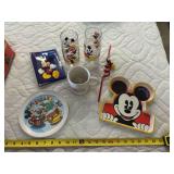 Mickey Mouse cups, coffee mug, tray, straw