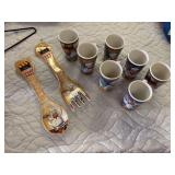 Chef mugs and giant ceramic fork and spoon