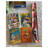 Mickey Mouse puzzle, French comic books, Mickey Mouse fishing kit