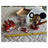 Mickey Mouse watering can salt and pepper set and Christmas tin