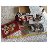 Mickey Mouse Christmas car that sings, vintage lamp, Mickey trivet Disney watch PEZ dispensers gift tags