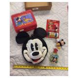 Mickey lunch box, bubbles, bag and toys