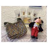Four Mickey Mouse, McDonald’s gift set glasses, plastic mickey, Mickey Mouse bag and CD