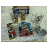 Mickey Mouse drinking glasses, shakers, nightlight, and pen