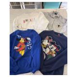 Three mickey sweatshirts and corduroy shirt