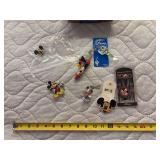 Mickey collectibles - key rings, pins, buckle