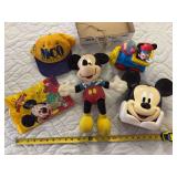 Mickey Mouse pull toy, cassette player, hat and suckers