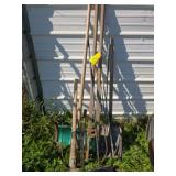 Various long handled yard tools Various long handled yard tools