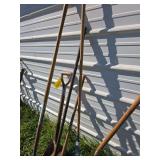 Various long handled yard tools Various long handled yard tools