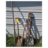 Various long handled yard tools Various long handled yard tools
